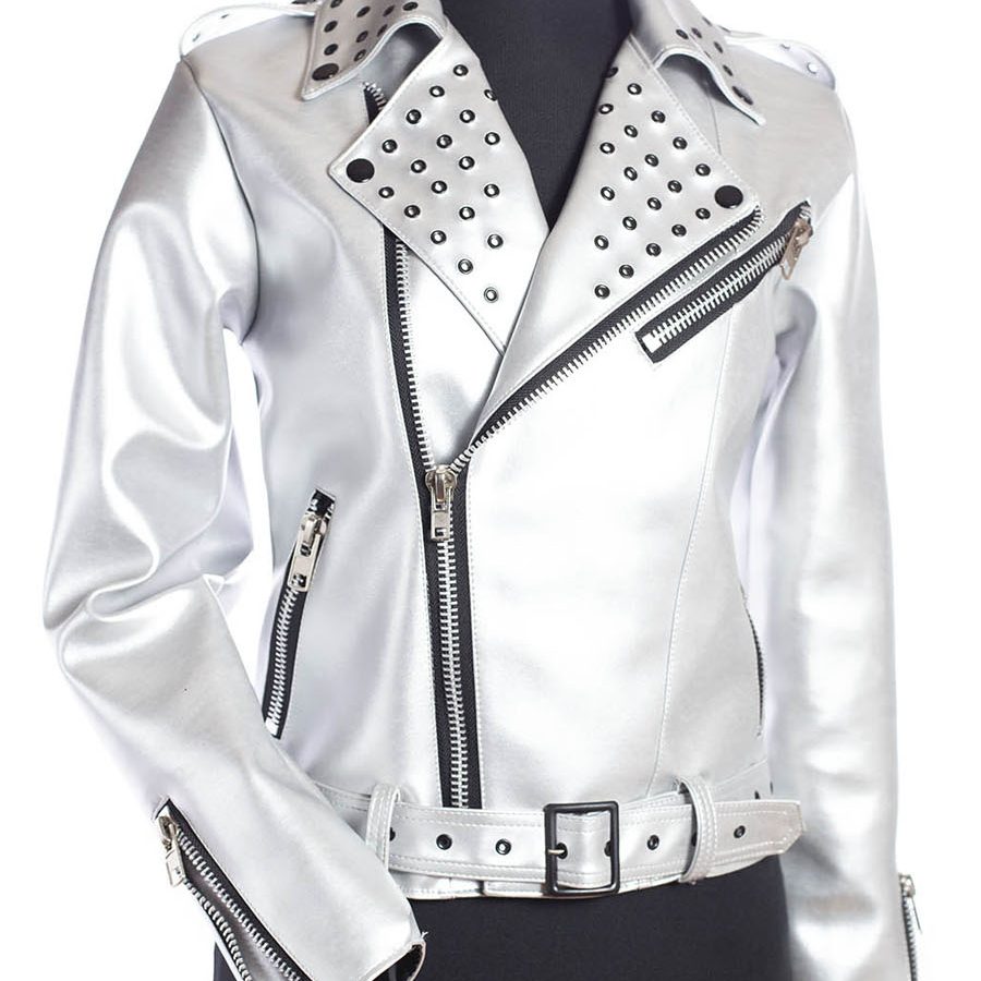 CHAQUETA RAMONA RIVAL COLECCION VELVET ROSE PLATA ECOPIEL